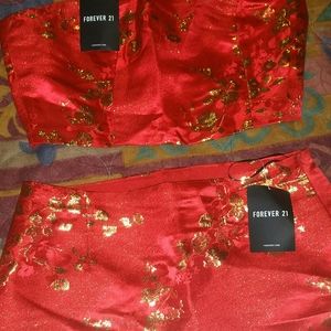 Forever21 Crop Top Skirt Set